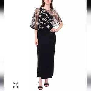 MSK Women's Embroidered Cape-Overlay Shift Dress Small NWT Party Cocktail